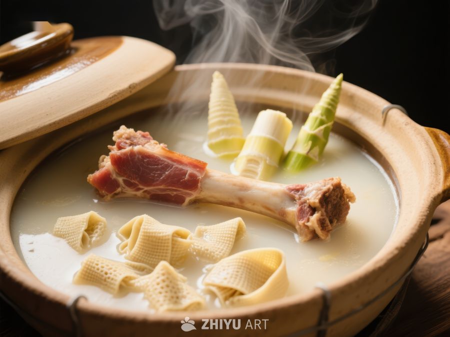 鲜美骨汤配竹笋与面片 766
