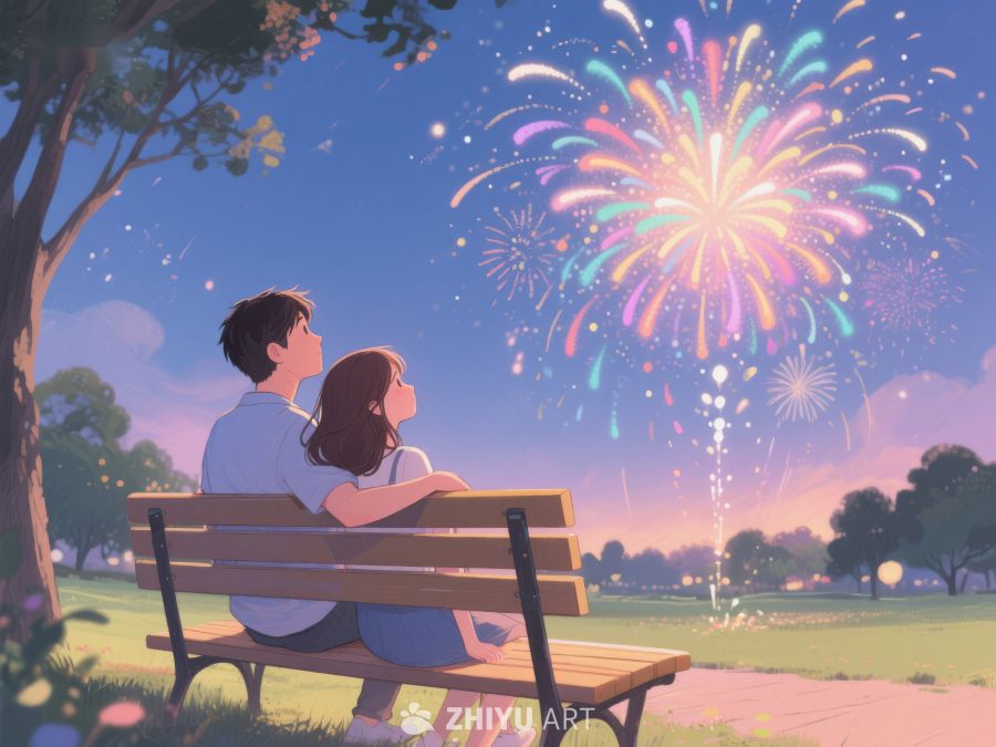情侣公园观赏烟花 521