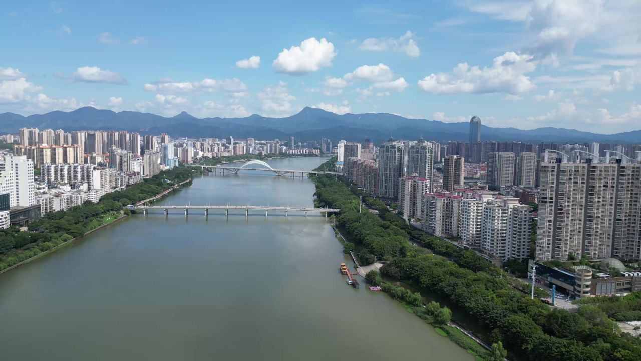 航拍江西赣州章水全球通大桥