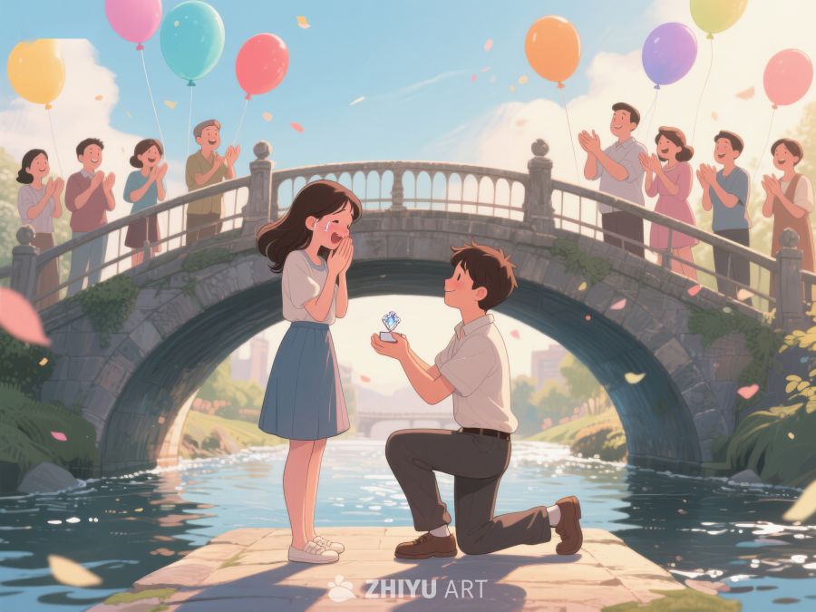 桥上求婚，众人见证温馨时刻 493