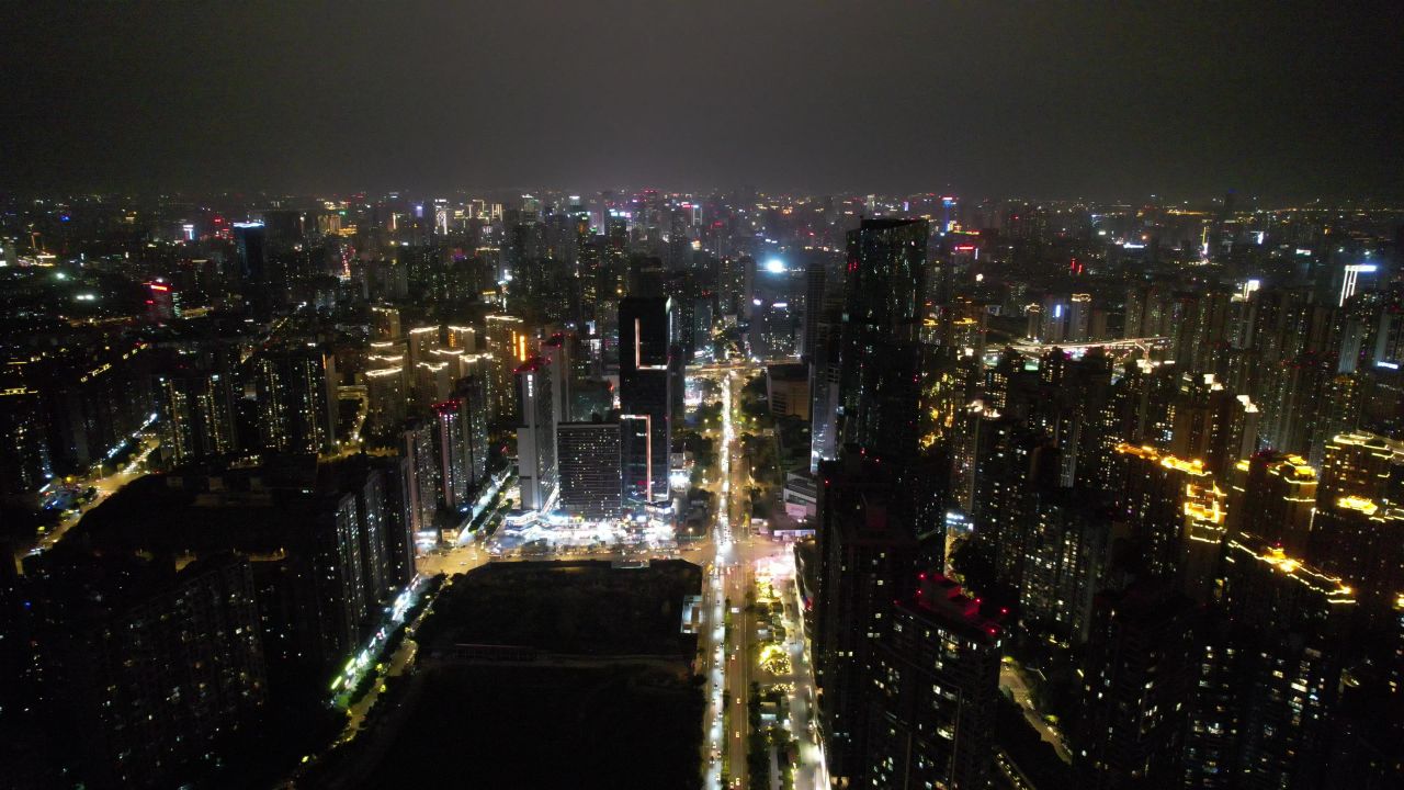 四川成都夜景大景航拍