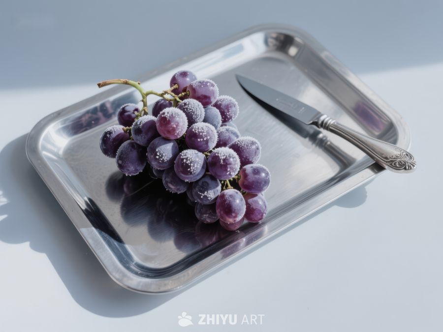 银盘上的葡萄与刀具 784