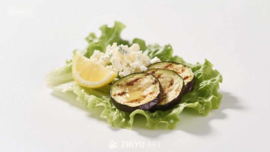 烤茄子配柠檬沙拉