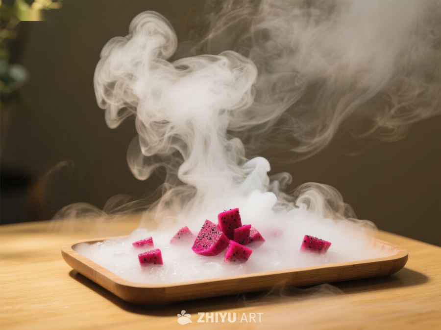 烟雾缭绕的木盘上的粉色方块 779