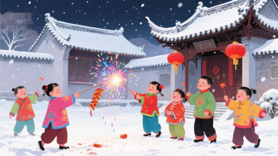 雪中欢庆：孩子们的春节 1124