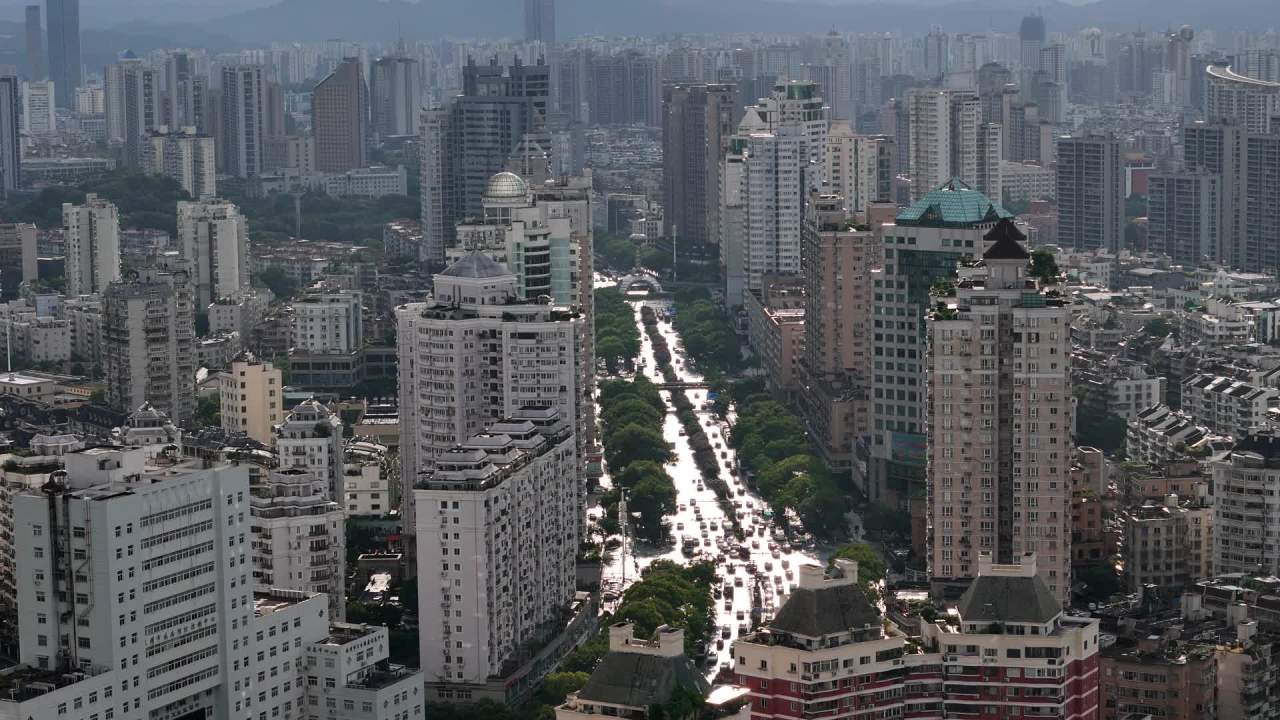 繁忙都市的全景