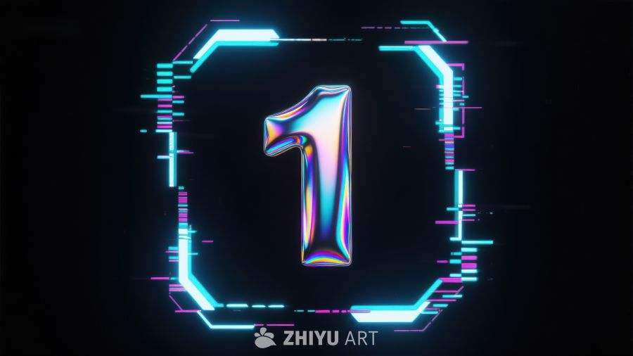 霓虹数字1的科技艺术设计 428