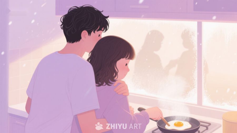 温馨厨房，父女共煮早餐 344