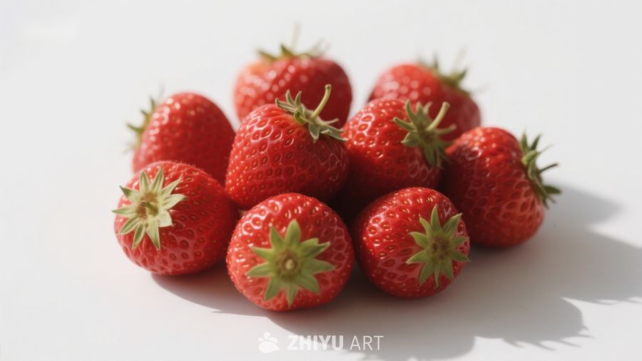 新鲜草莓堆叠特写 493
