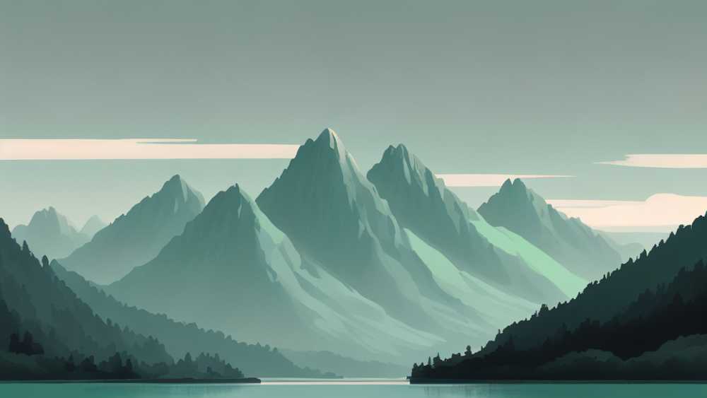 浅绿色山水画1