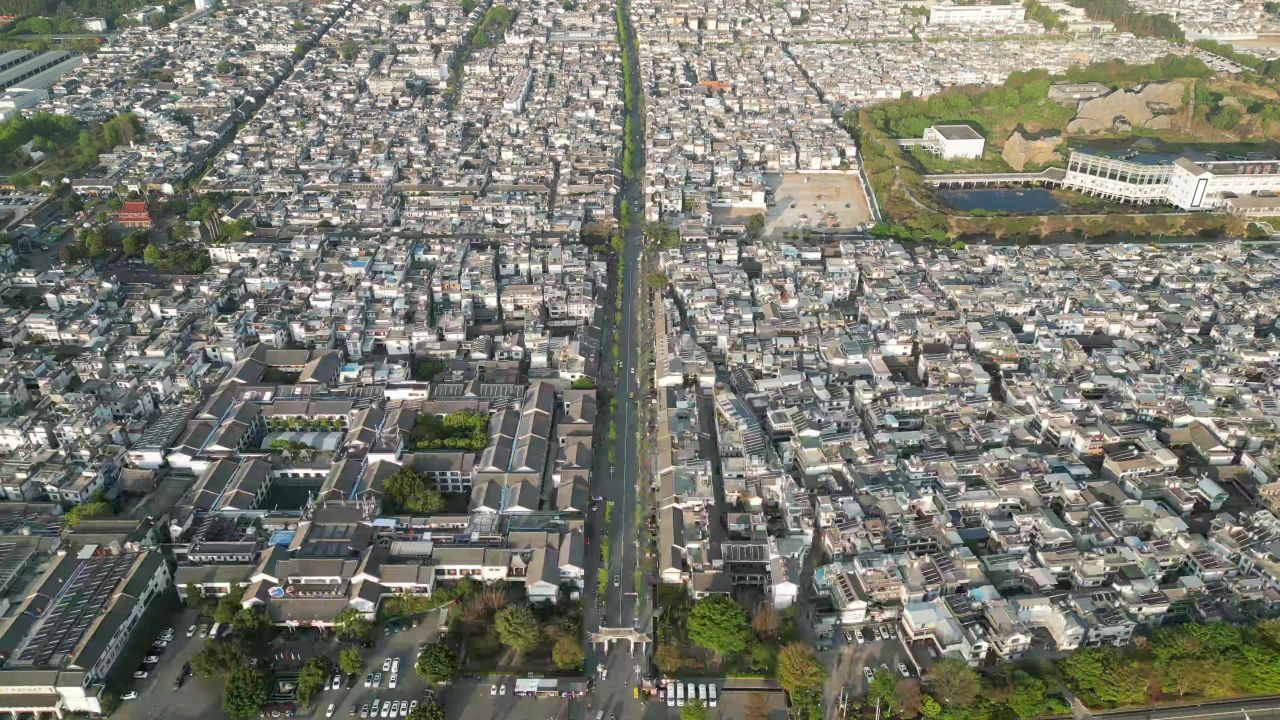航拍云南大理古城4A景区全景