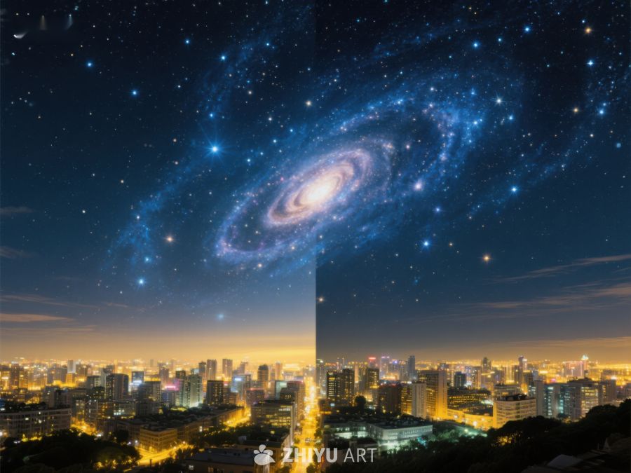 城市夜景与星系交融 9