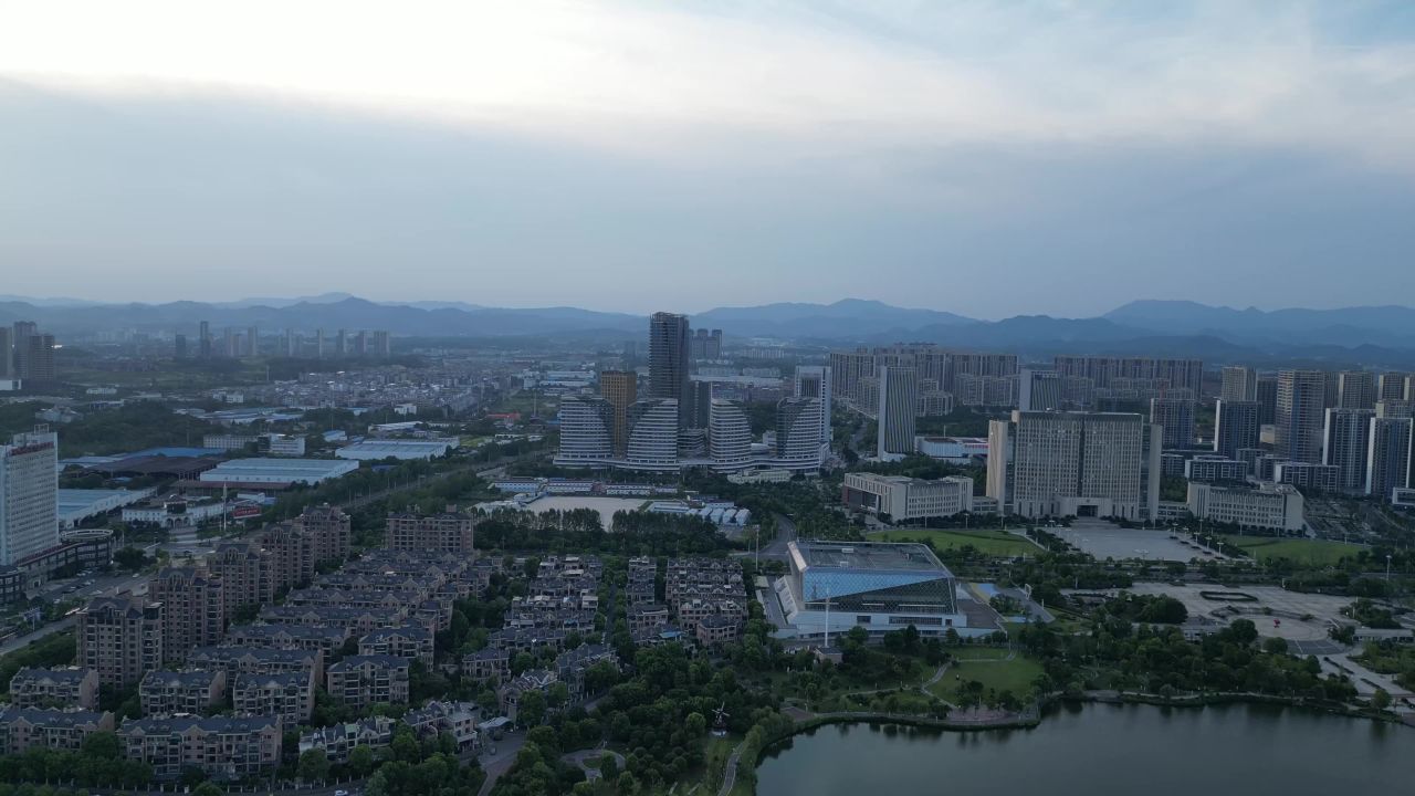 航拍江西萍乡金融商务区