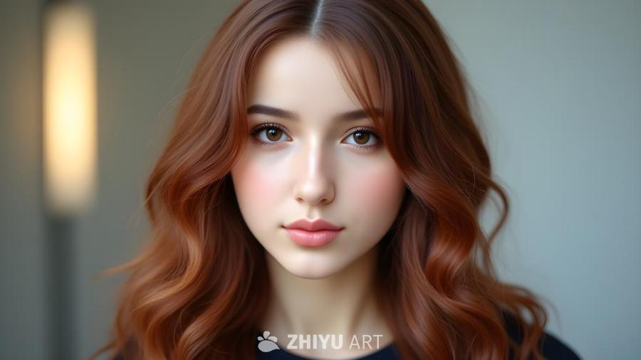 一个面容姣好的年轻女子正对着镜头。她有着棕色的眼睛