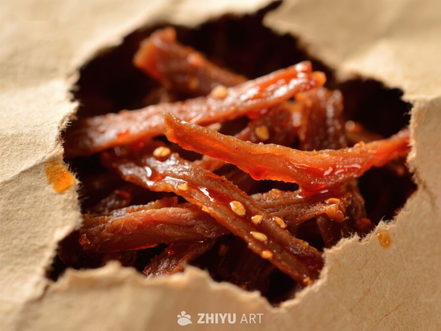 袋装辣味肉干特写 121