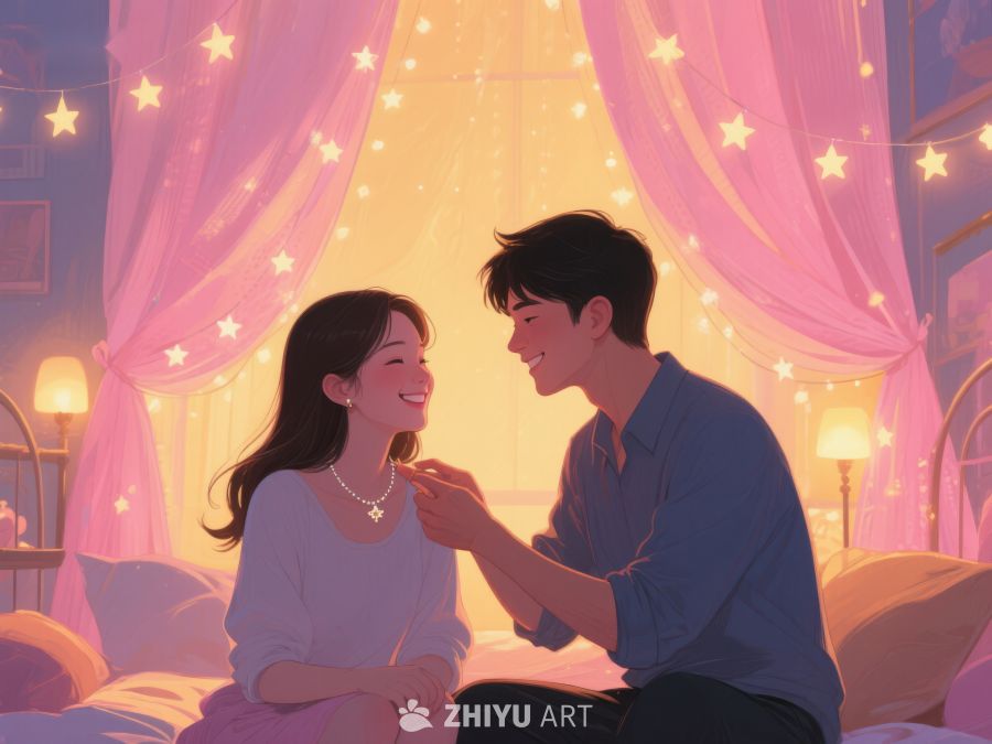 温馨夜晚，情侣共度甜蜜时光 894