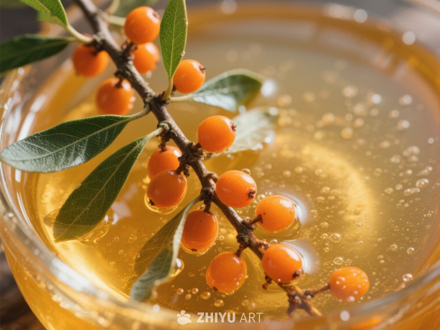 海 buckthorn 果实与金色液体 226