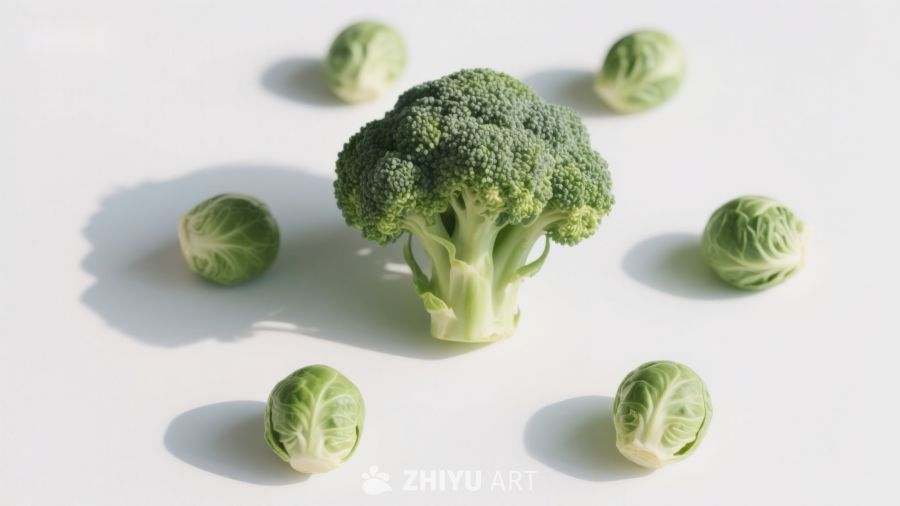 西兰花与抱子甘蓝静物