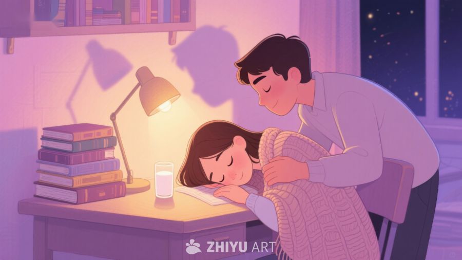 温馨夜读：父亲轻抚熟睡的女儿 482