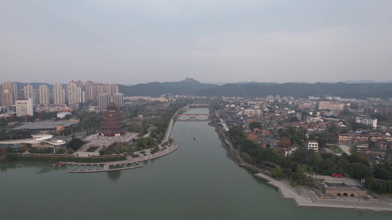 四川遂宁城市风光航拍