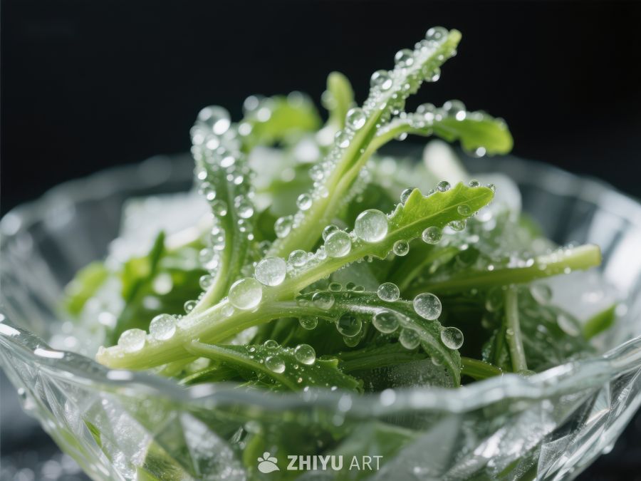 晶莹水珠点缀的绿叶蔬菜 429