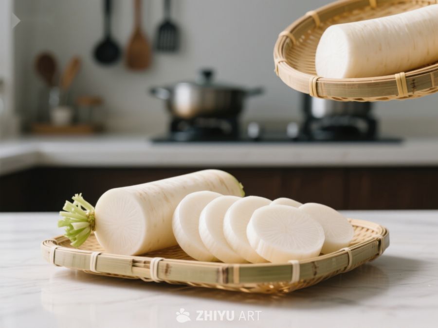 新鲜白萝卜切片展示 382
