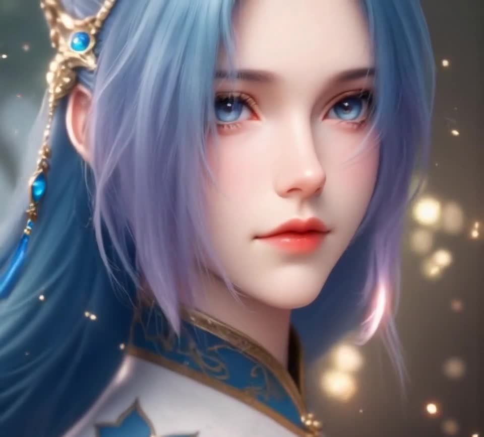 蓝发蓝眼宝石王冠少女 портрет