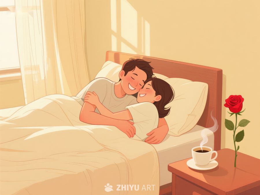 温馨晨间，情侣共枕笑语 668