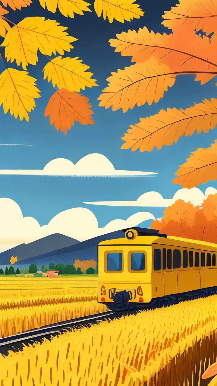 秋天插画叶子黄了