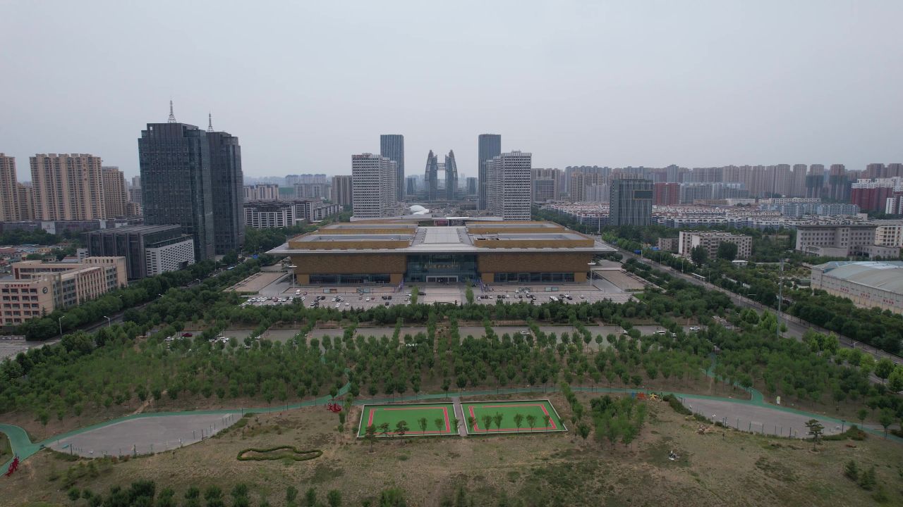 山东泰安城市风光航拍 