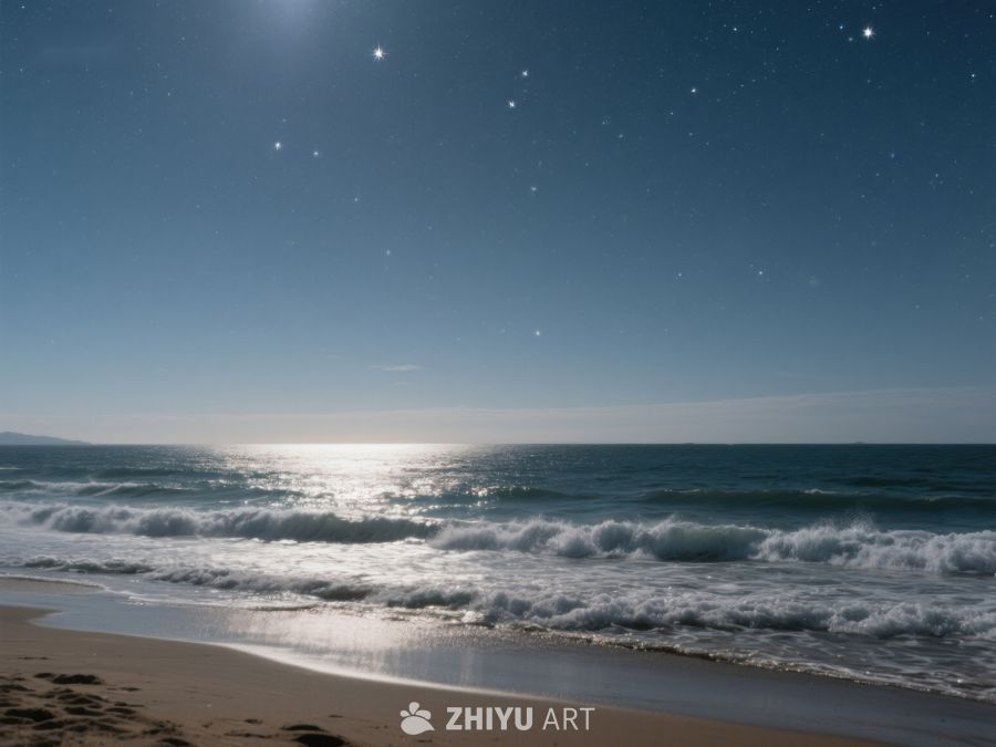 夜幕下的海滩与星光 490