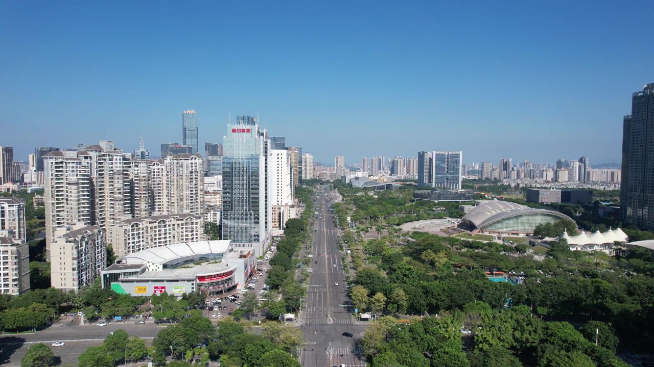 广东惠州城市风光地标建筑航拍 
