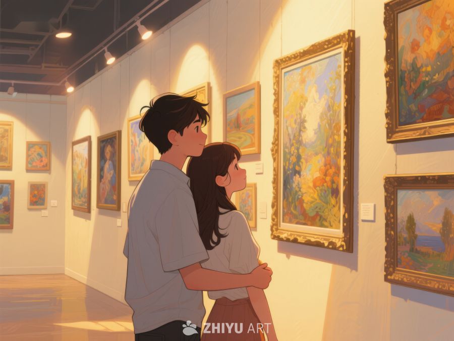 画廊中的情侣欣赏艺术 376