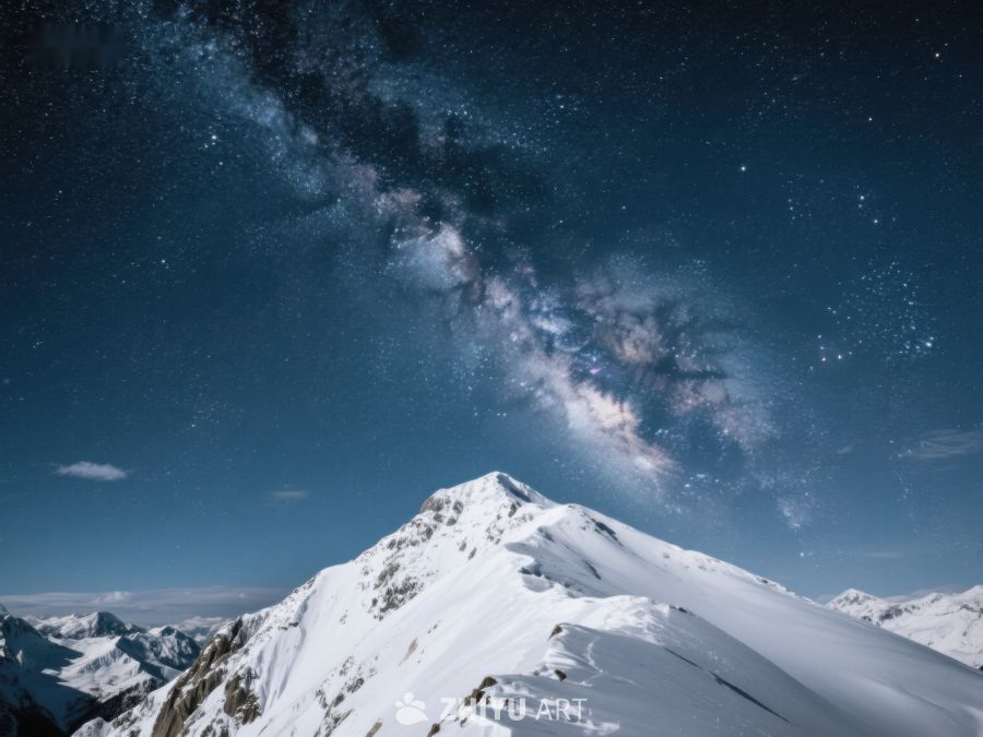 雪山之巅的银河夜景 243