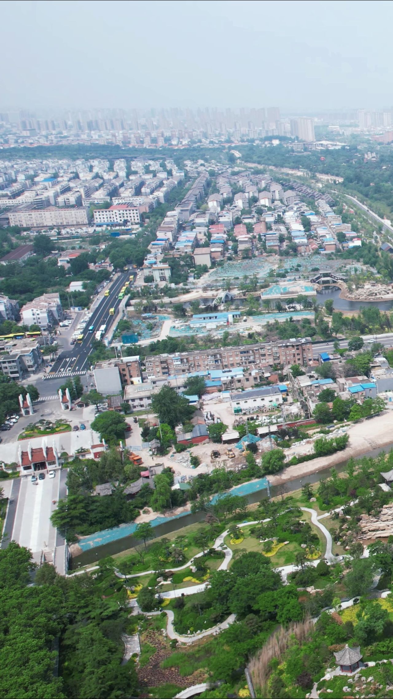 航拍开封城市风光旅游景区