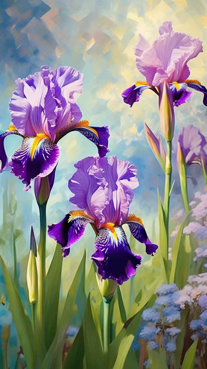 花园里的很多株紫色驾尾花插画 6