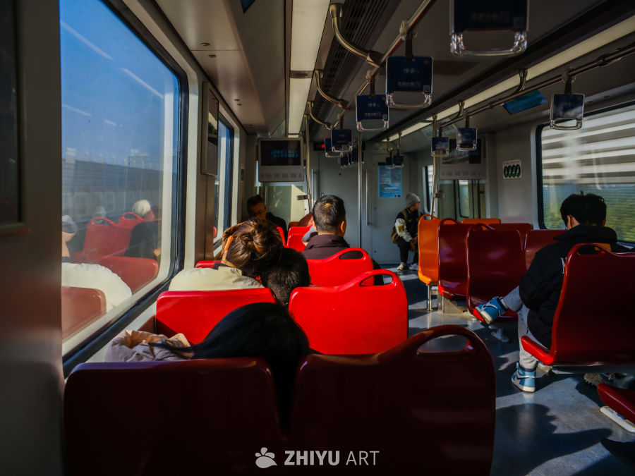 地铁车厢内的宁静时光