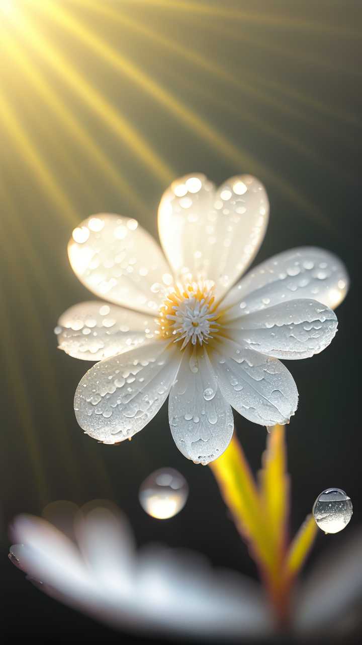 阳光下水滴小花