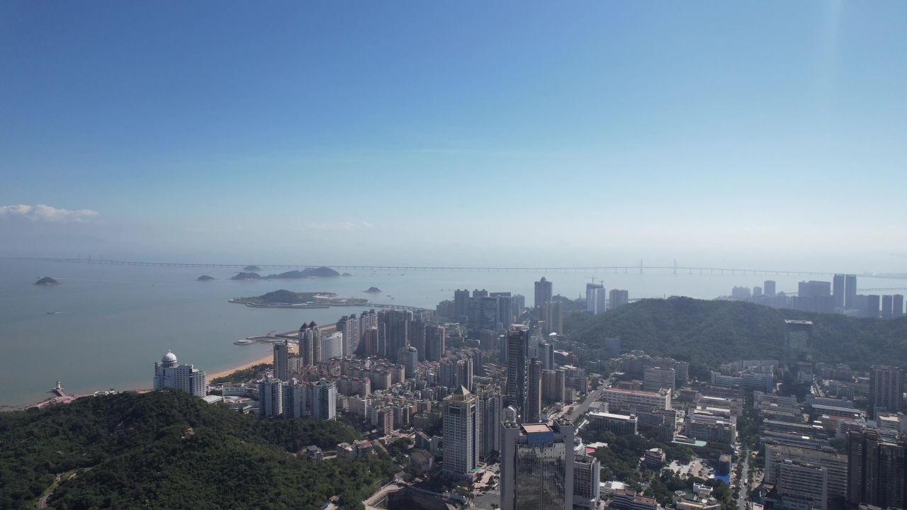 广东珠海城市风光地标建筑航拍 