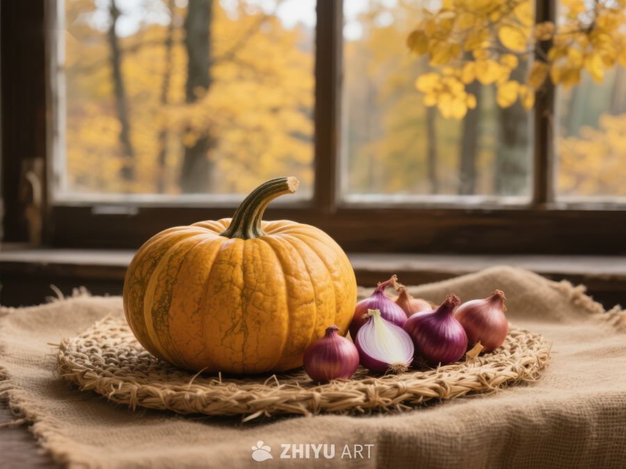 秋日窗前的南瓜与洋葱 370