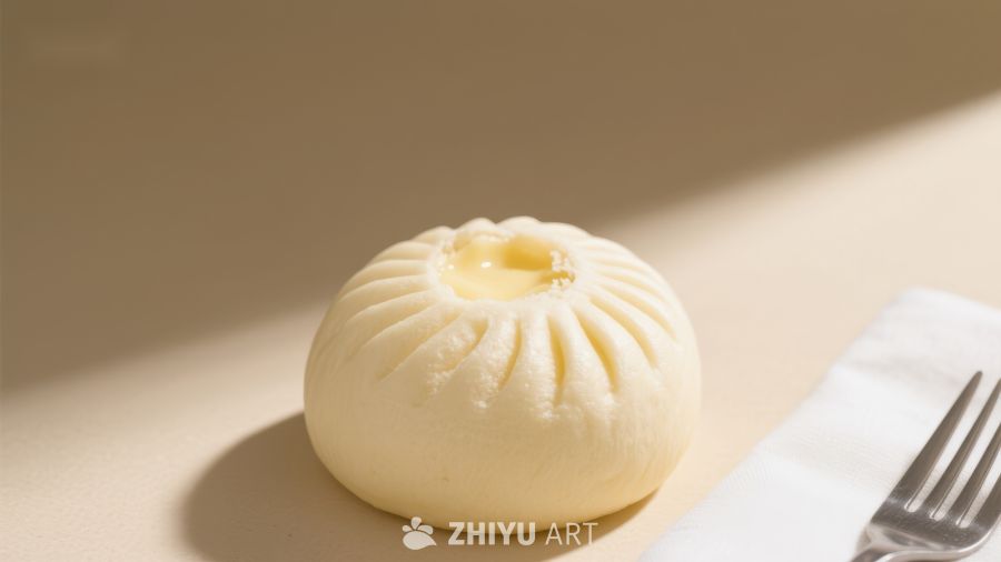 蒸制面点，内含蛋黄馅料