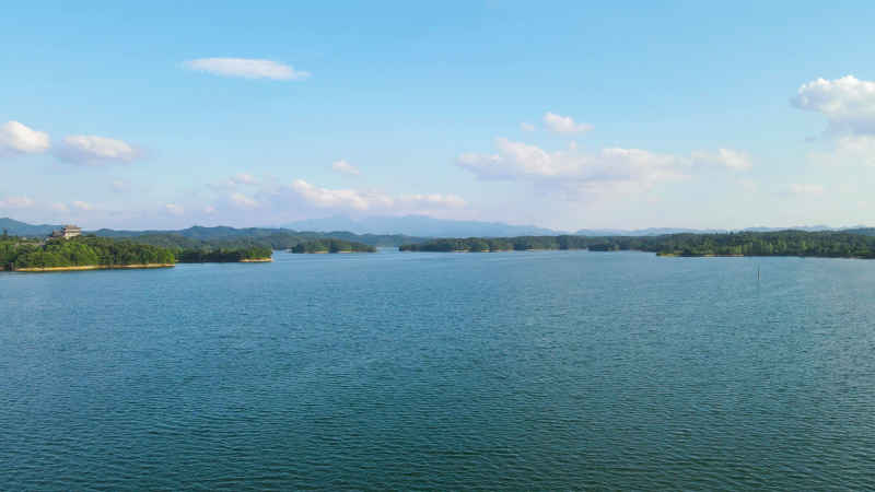  航拍湖北随州琵琶湖风景区