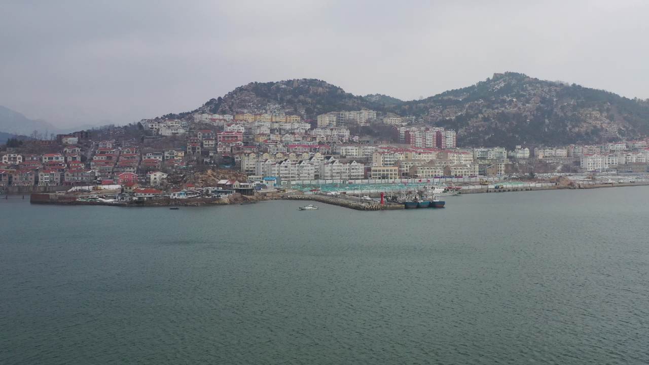 青岛沙子口海边雪景航拍 3