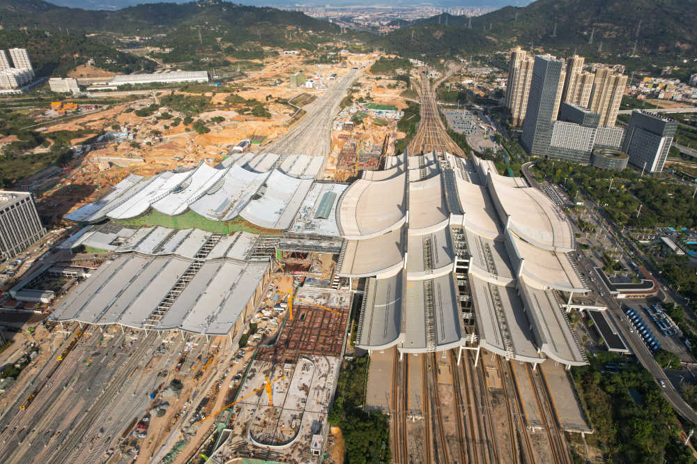 航拍厦门北站建筑景观