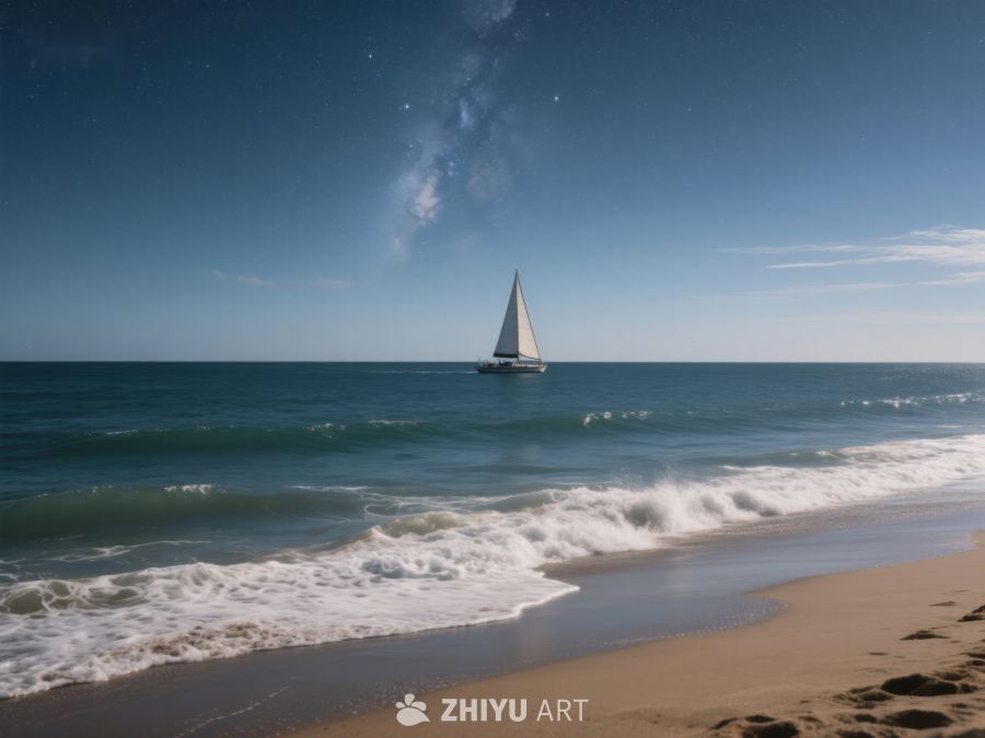 海边帆船与波浪 24