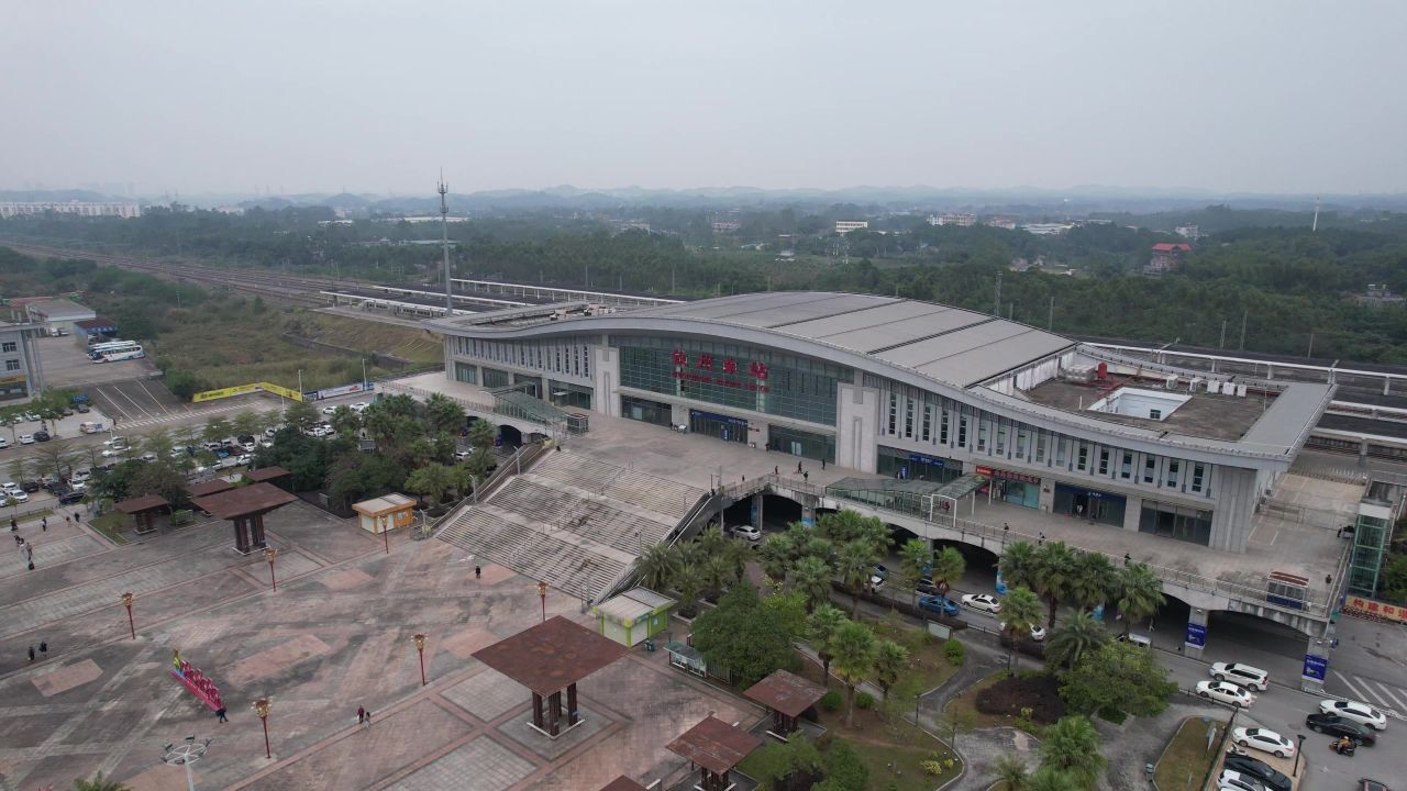 广西钦州火车站钦州东站航拍