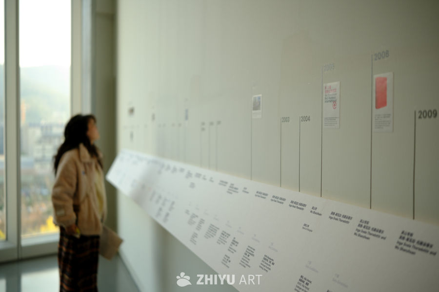 展览墙前的沉思