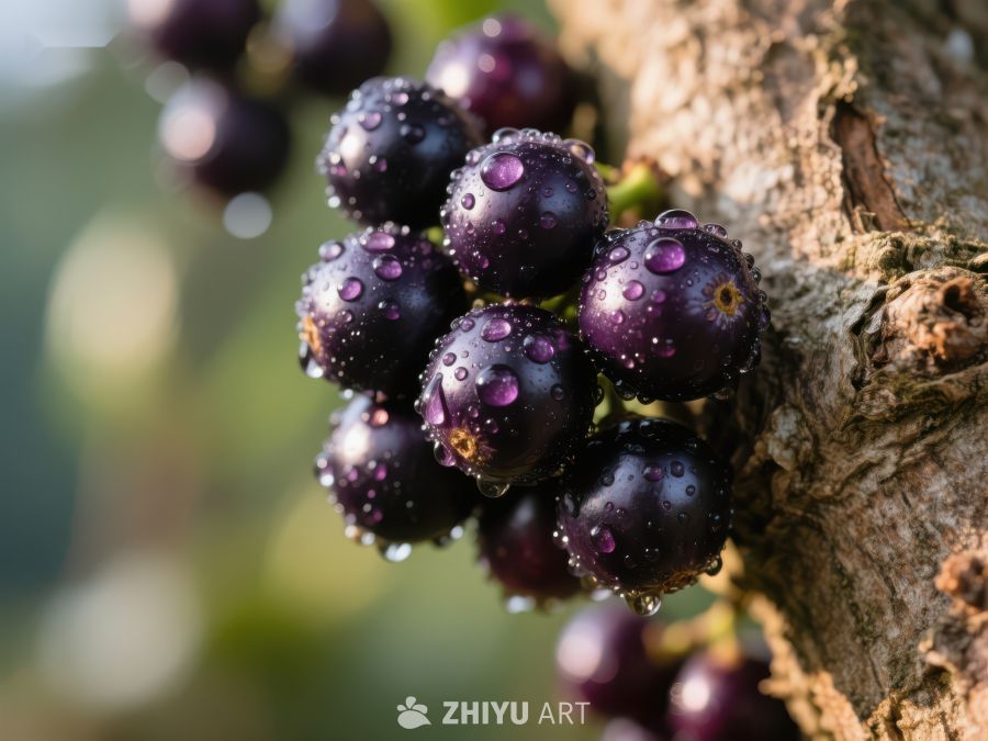 树上挂着的紫黑色浆果 497