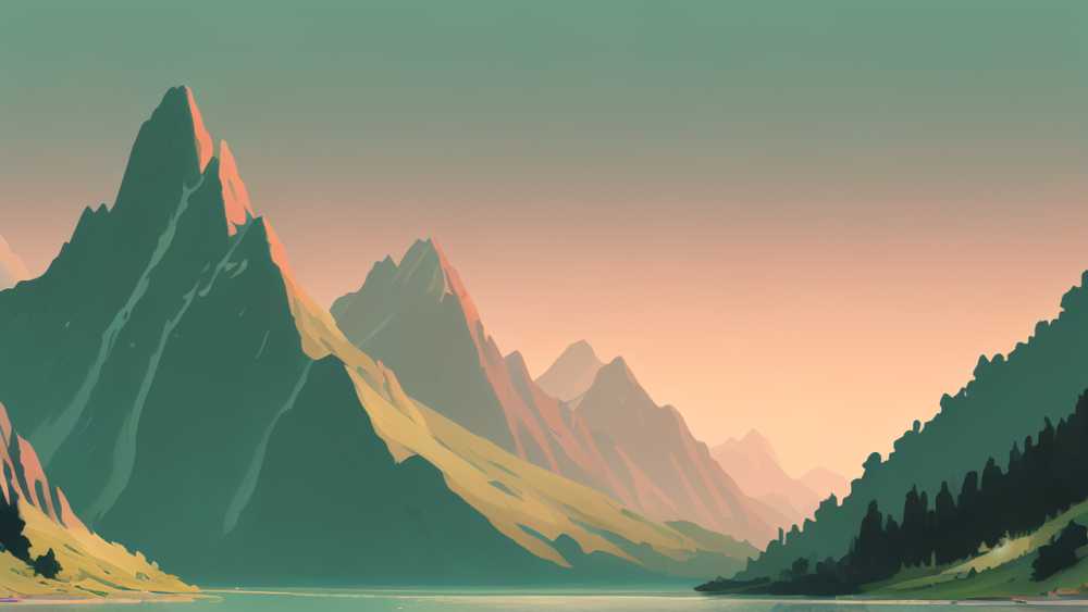 浅绿色山水画1