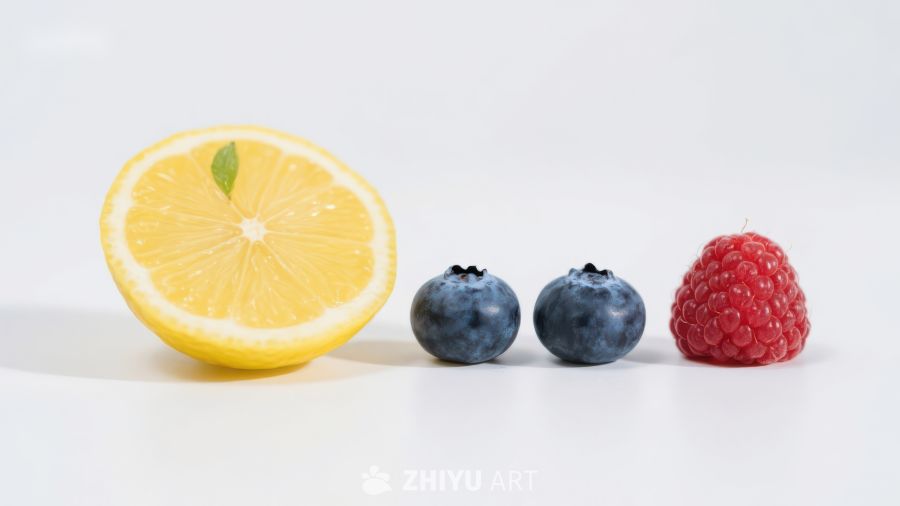 柠檬蓝莓与覆盆子的清新组合